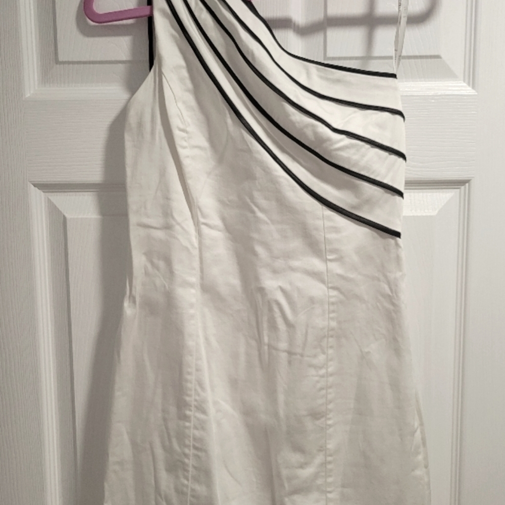 White one shoulder strappy mini dress